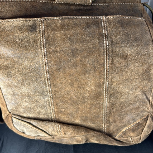 Wilsons Leather M. Julian Brown Leather Suede Canvas Messenger Bag - Picture 10 of 13
